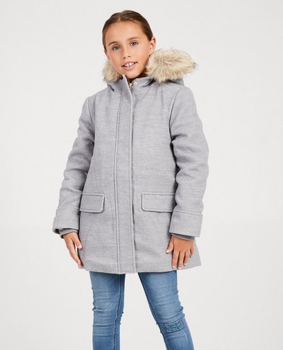 Grijze jas met faux-fur Grijze jas met faux-fur