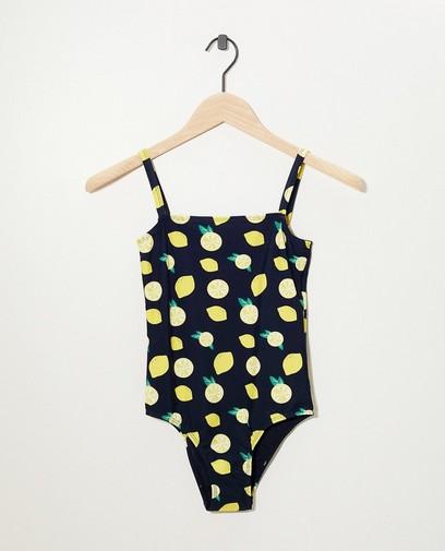 Donkerblauw badpak met print Donkerblauw badpak met print