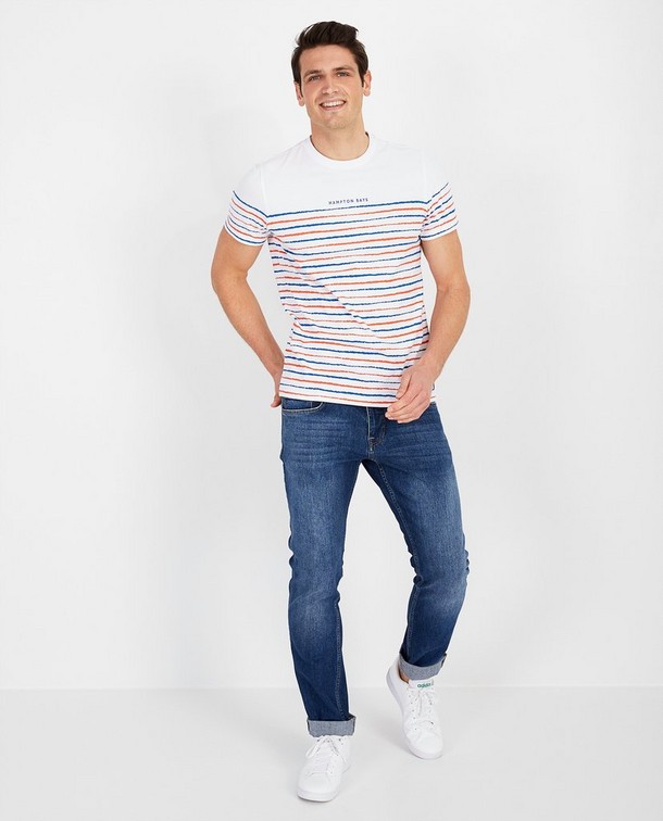 Allover strepen in blauw en oranje Allover strepen in blauw en oranje