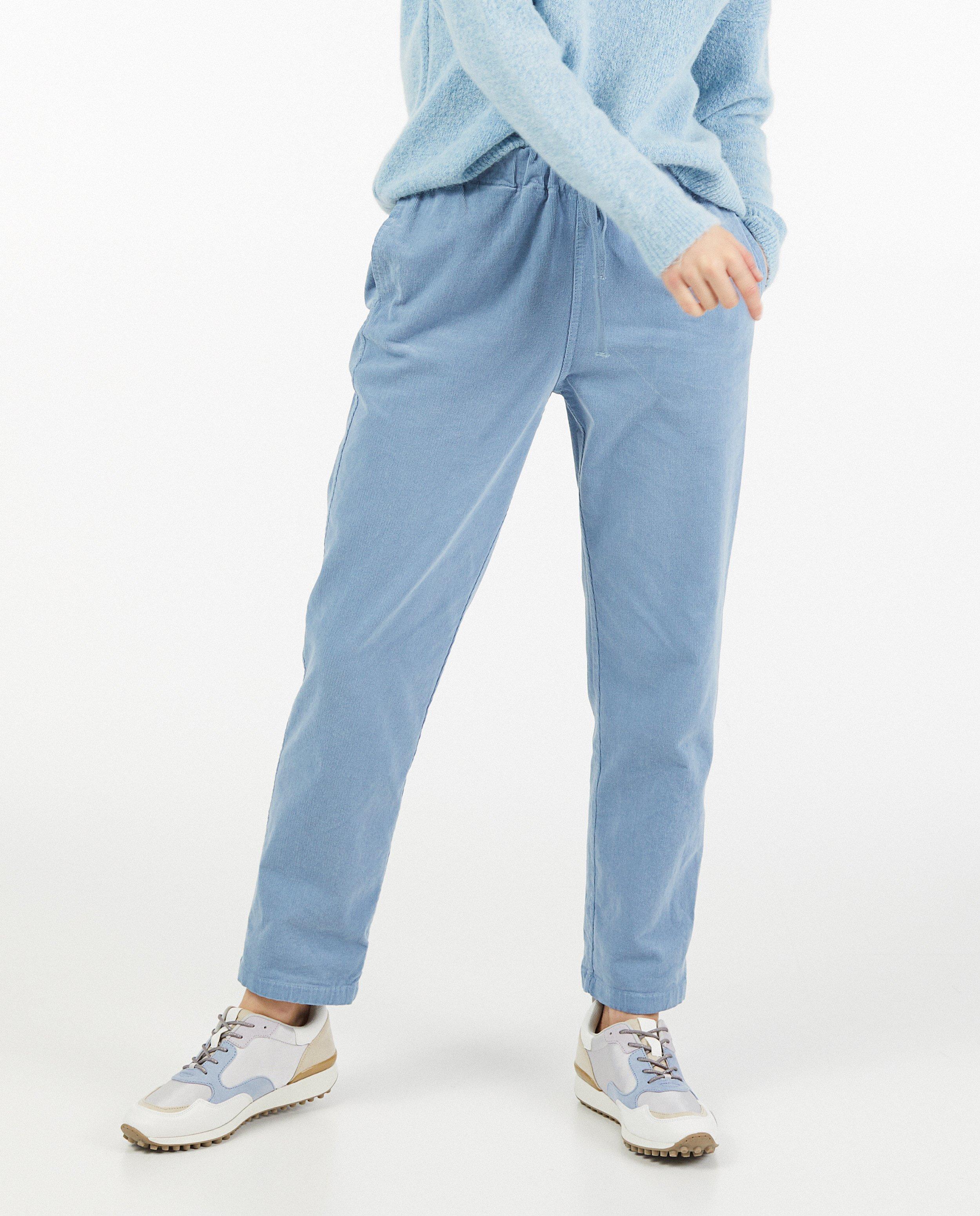 Blauwe broek van ribfluweel