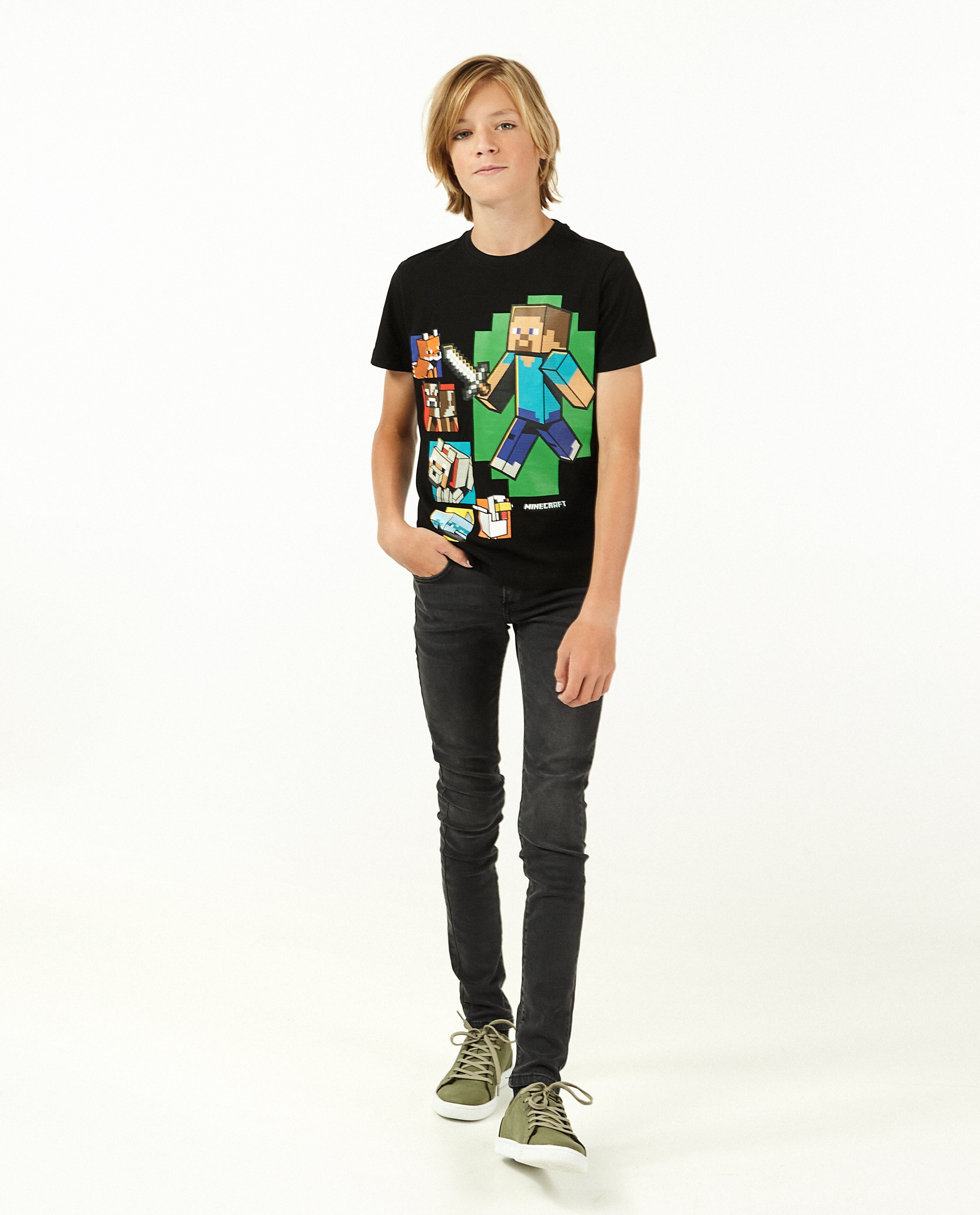 Schwarzes T Shirt Mit Minecraft Print