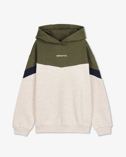 Beige hoodie met color block